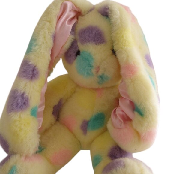 Commonwealth Easter Bunny Rabbit Yellow Plush Polka Dot Satin Ears Vintage 2001 - Picture 1 of 7